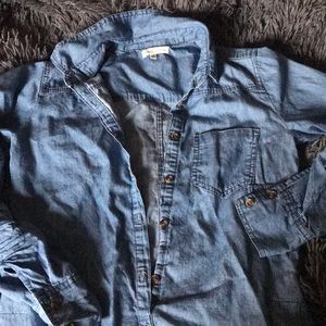 Jean dress or long shirt.